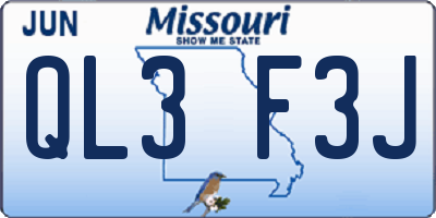 MO license plate QL3F3J