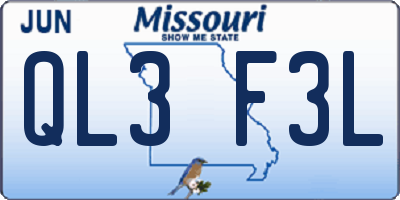 MO license plate QL3F3L