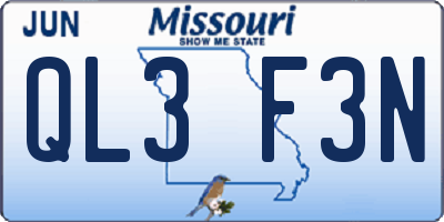 MO license plate QL3F3N