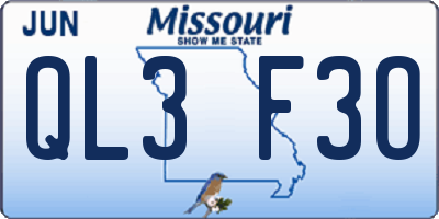 MO license plate QL3F3O