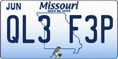 MO license plate QL3F3P