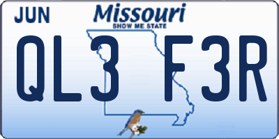 MO license plate QL3F3R
