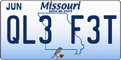MO license plate QL3F3T