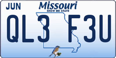 MO license plate QL3F3U