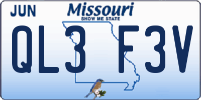MO license plate QL3F3V