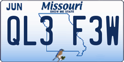 MO license plate QL3F3W