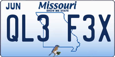 MO license plate QL3F3X
