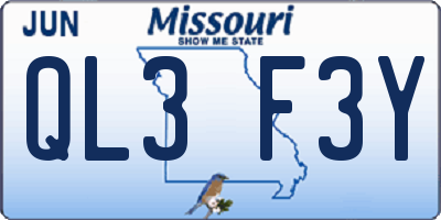 MO license plate QL3F3Y