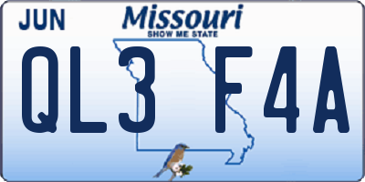 MO license plate QL3F4A