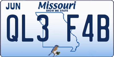 MO license plate QL3F4B