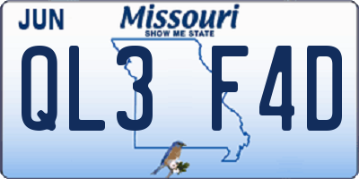 MO license plate QL3F4D