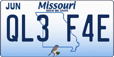 MO license plate QL3F4E