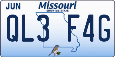 MO license plate QL3F4G