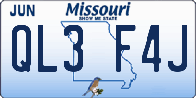 MO license plate QL3F4J