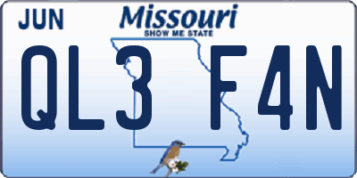 MO license plate QL3F4N