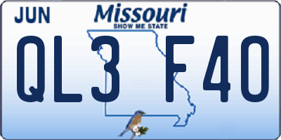 MO license plate QL3F4O