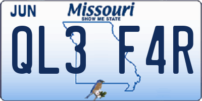 MO license plate QL3F4R