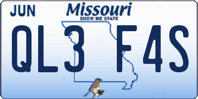 MO license plate QL3F4S