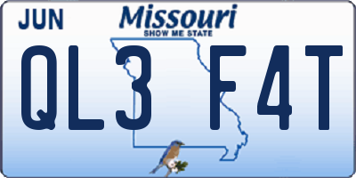 MO license plate QL3F4T