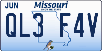 MO license plate QL3F4V