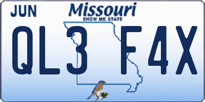 MO license plate QL3F4X