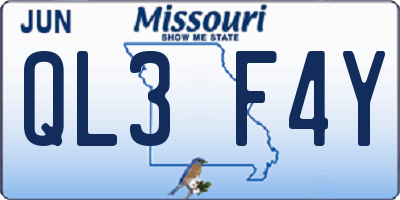 MO license plate QL3F4Y