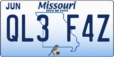 MO license plate QL3F4Z