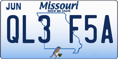 MO license plate QL3F5A