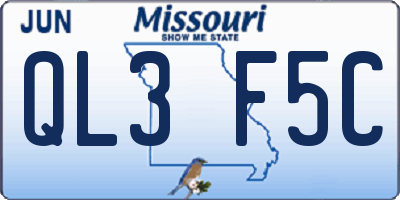 MO license plate QL3F5C