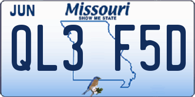 MO license plate QL3F5D
