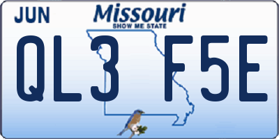 MO license plate QL3F5E
