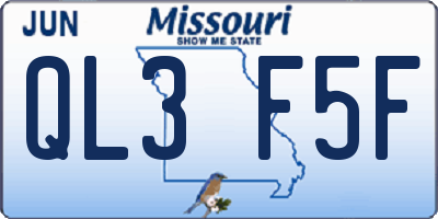 MO license plate QL3F5F