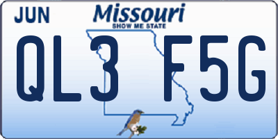 MO license plate QL3F5G