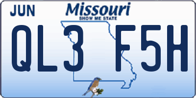 MO license plate QL3F5H