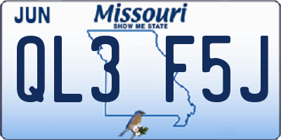 MO license plate QL3F5J