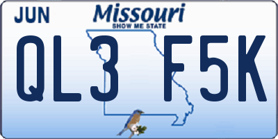 MO license plate QL3F5K