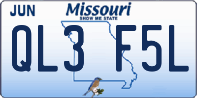 MO license plate QL3F5L
