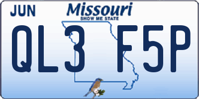 MO license plate QL3F5P