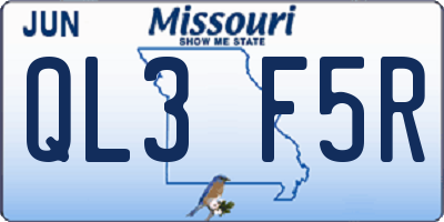 MO license plate QL3F5R