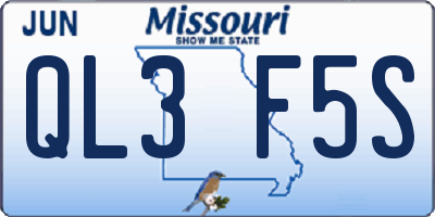 MO license plate QL3F5S
