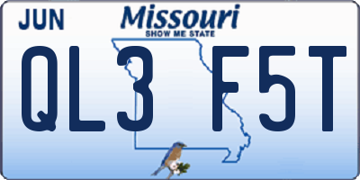 MO license plate QL3F5T