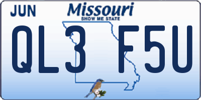 MO license plate QL3F5U