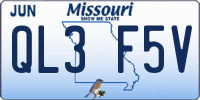 MO license plate QL3F5V
