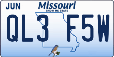 MO license plate QL3F5W