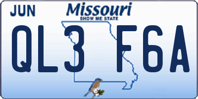 MO license plate QL3F6A