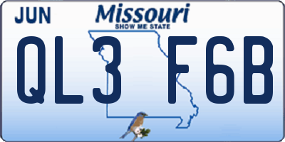 MO license plate QL3F6B