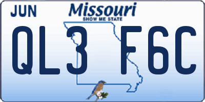 MO license plate QL3F6C