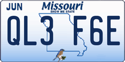 MO license plate QL3F6E