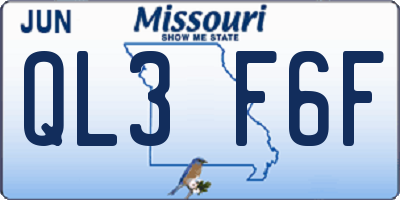 MO license plate QL3F6F