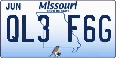 MO license plate QL3F6G